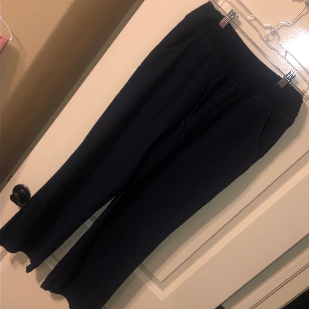 Wide Leg Drawstring Pants in Navy
